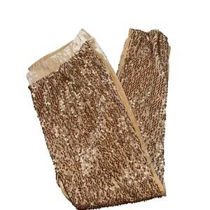 Midnight Velvet Beige Velvet Sequin Sparkle High Rise Trouser Pants Womans Sz XL